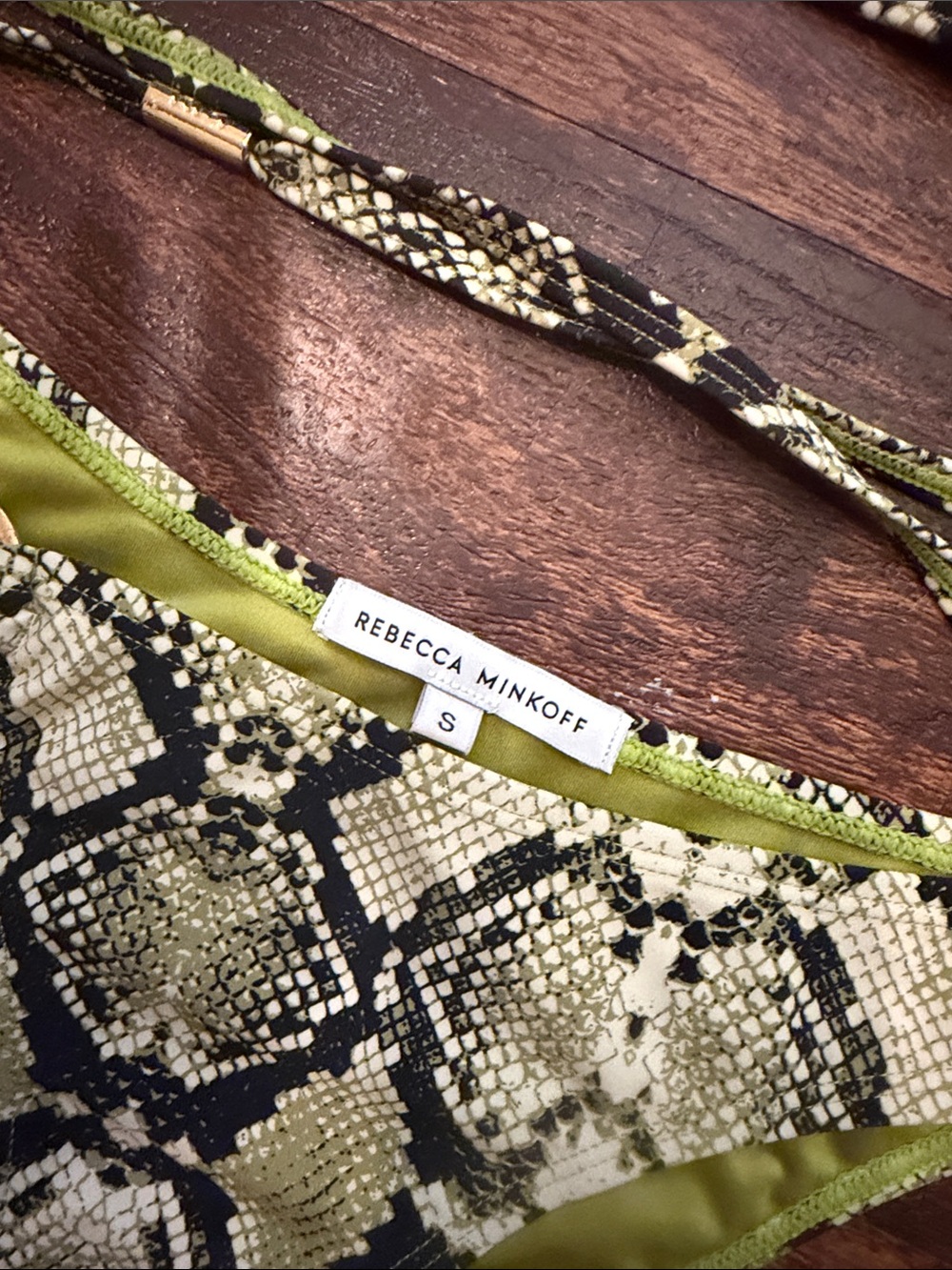 Rebecca Minkoff Olive and Black Snakeskin Bikini Bottoms - Picture 3 of 7